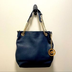 Michael Kors blue leather tote